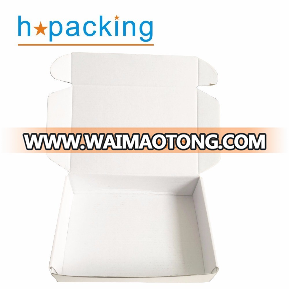 Custom Logo Imprinted White Corrugated Shipping Box Folding Style Tuck Top